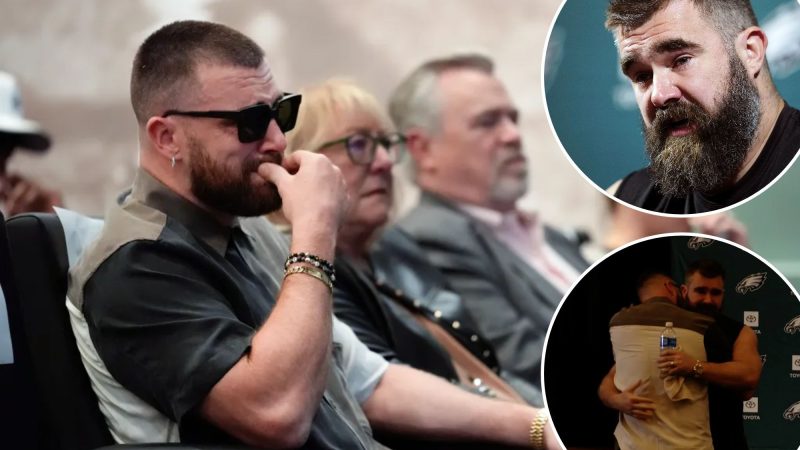 Travis Kelce broke down in tears like rain in the moment his older brother Jason announced his retirement from his football career. Travis couldn’t contain his emotions as he stood up to declare a significant decision following in his brother’s footsteps!